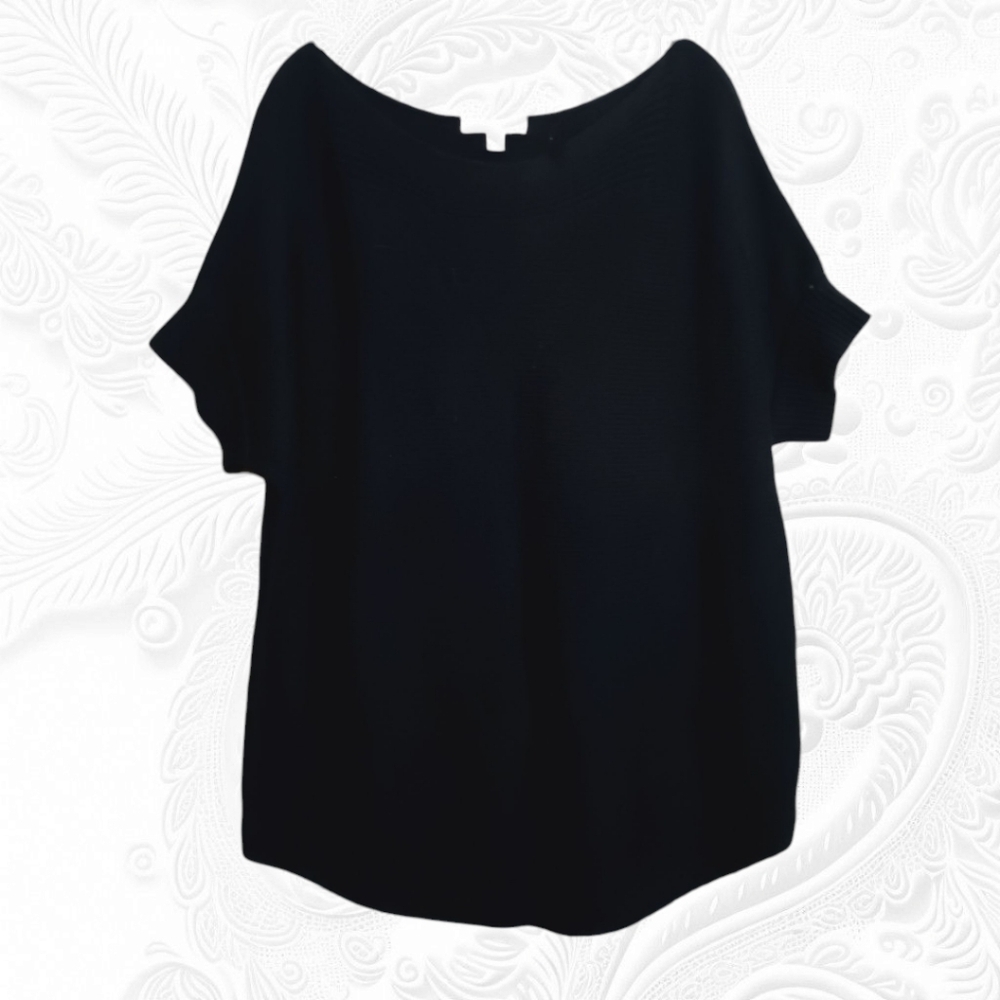 Banana Republic Oversized Black Cropped Sleeve Sweater